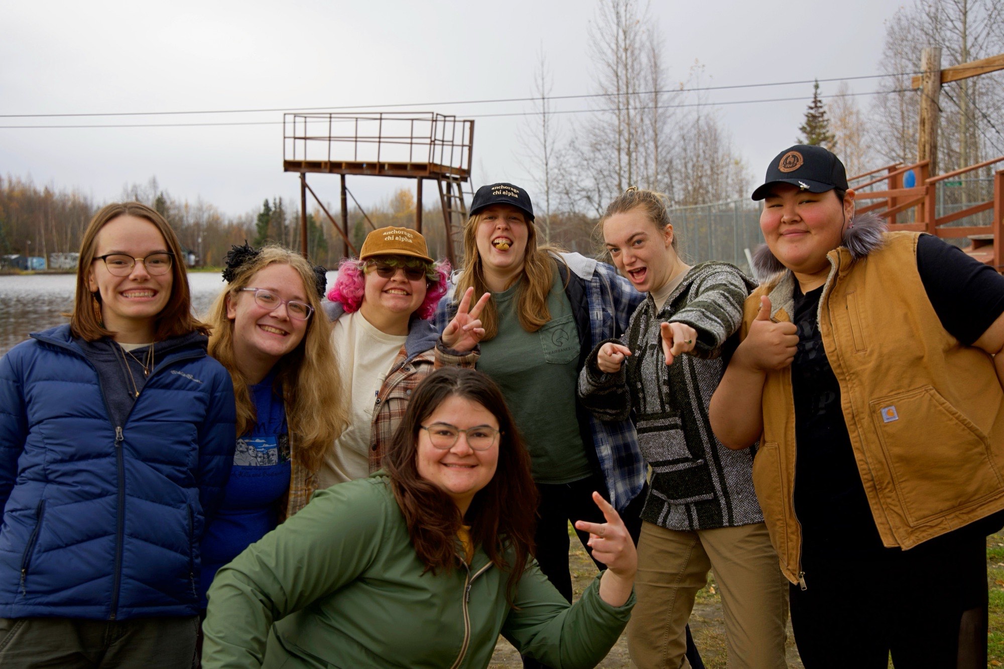 Chi Alpha students posing together outdoors in Alaska